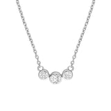 14K Gold Three Stone Bezel Pendant Necklace