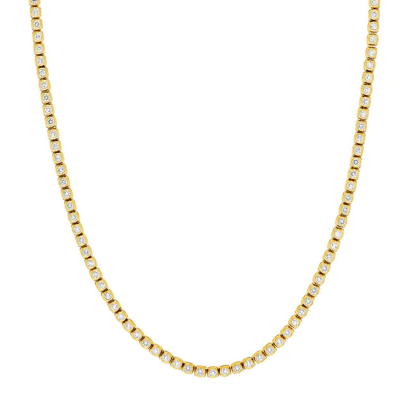 14K Gold Diamond Bezel Tennis Necklace