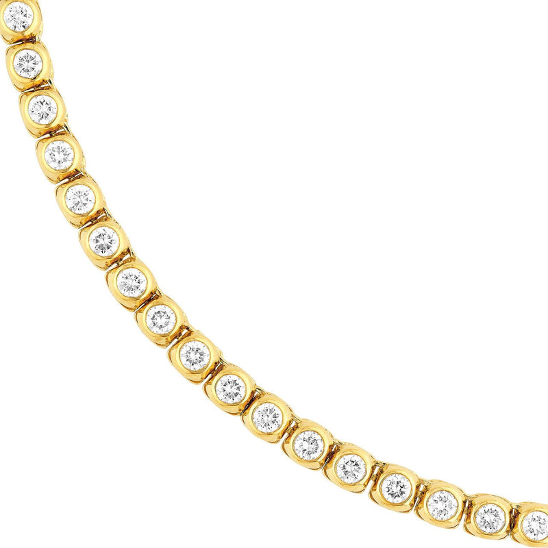 14K Gold Diamond Bezel Tennis Necklace