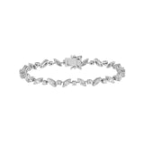 14K Gold Round and Marquise Shape Diamond Round Bracelet