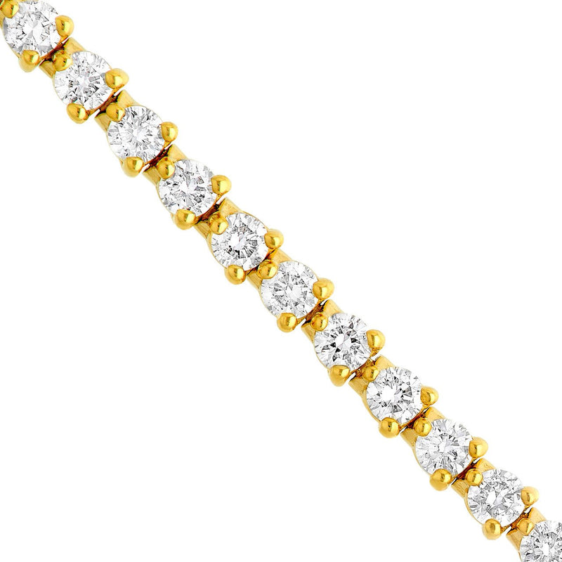 14K Gold 1.60 Carat Natural Diamond Three Prong Tennis Bracelet