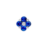 14K Gold 2.5MM Sapphire and Diamond Flower Cluster Stud Earrings