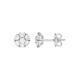 14K Gold 1.00 Carat Natural Diamond Cluster Stud Earrings