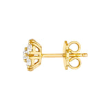 14K Gold 1.00 Carat Natural Diamond Cluster Stud Earrings