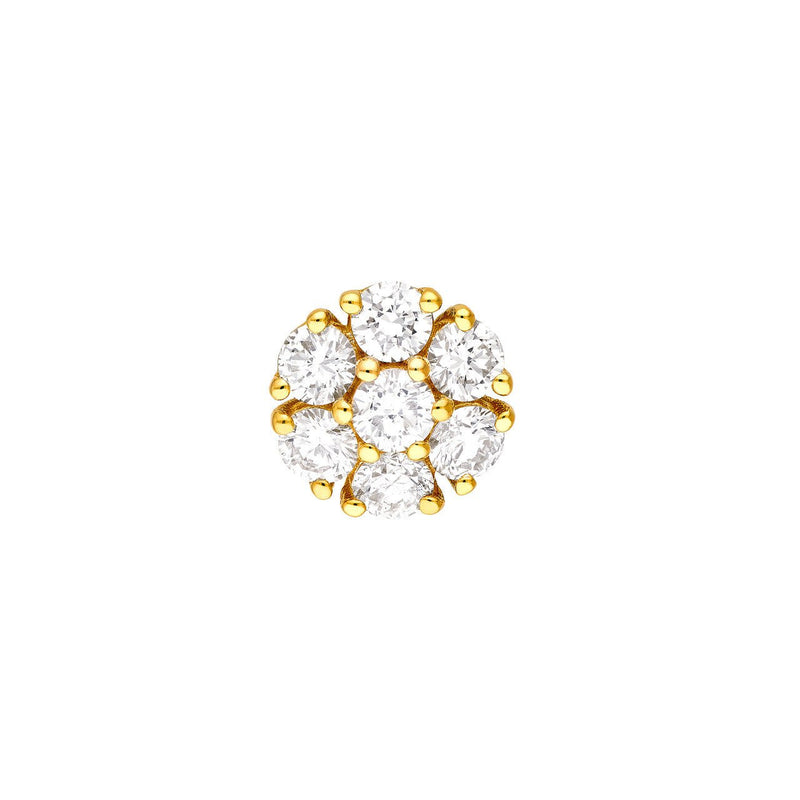 14K Gold 1.00 Carat Natural Diamond Cluster Stud Earrings