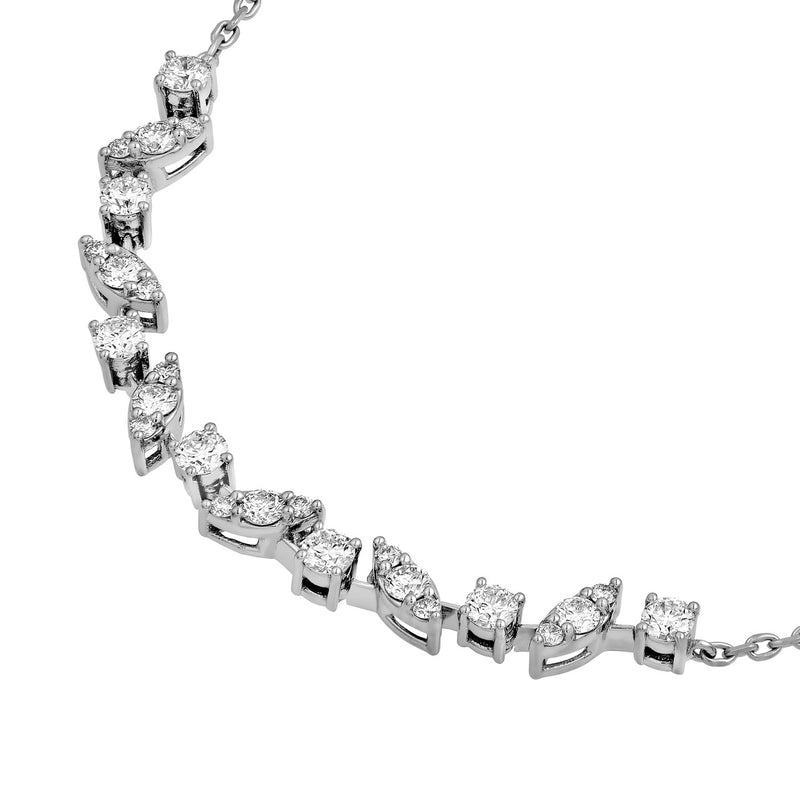 14K Gold Multi Shape Rounds Diamond Necklace