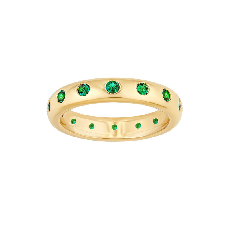 14K Gold Straight Emerald Eternity Band