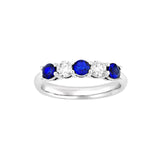 14K Gold 3.5MM 5 Stone Sapphire and Diamond Band