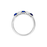 14K Gold 3.5MM 5 Stone Sapphire and Diamond Band