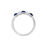 14K Gold 3.5MM 5 Stone Sapphire and Diamond Band