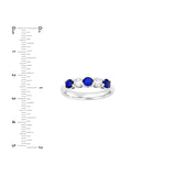 14K Gold 3.5MM 5 Stone Sapphire and Diamond Band