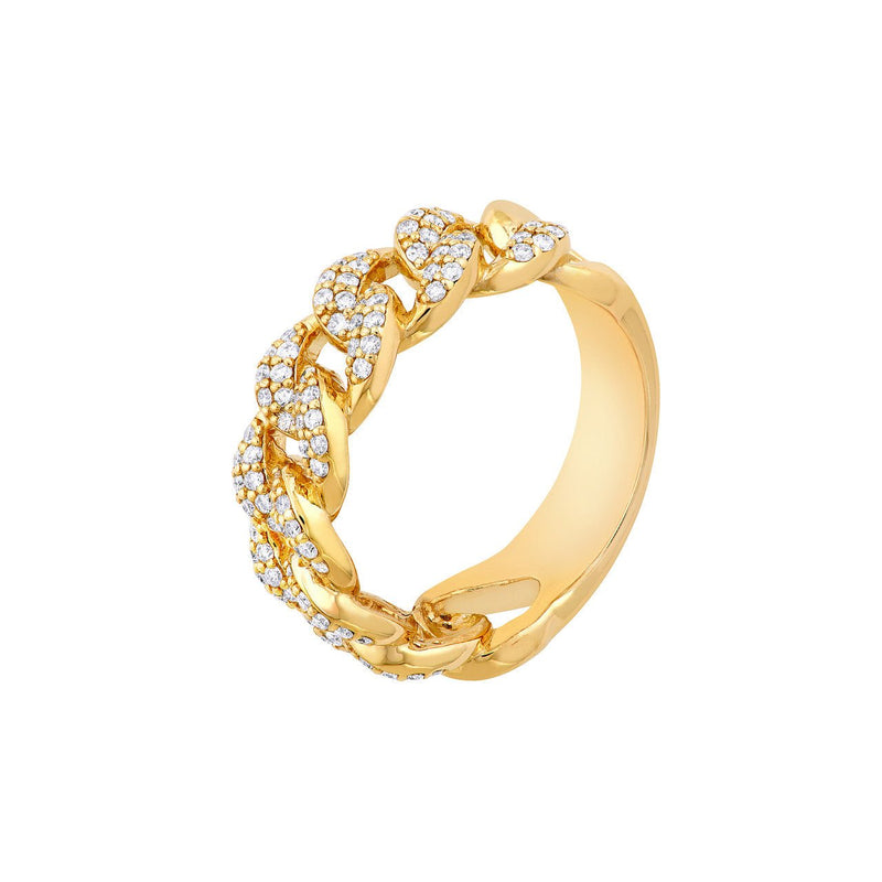 14K Gold Diamond Cuban Linked Band