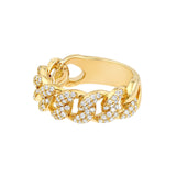 14K Gold Diamond Cuban Linked Band
