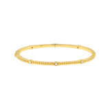 14K Gold Thin Diamond Station Ribbed Bangle