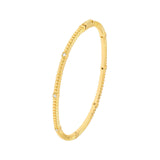 14K Gold Thin Diamond Station Ribbed Bangle
