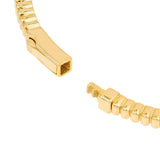 14K Gold Thin Diamond Station Ribbed Bangle