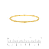 14K Gold Ribbed Diamond Station Bangle
