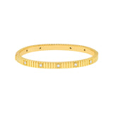 14K Gold Diamond Bezel Ribbed Bangle