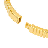 14K Gold Diamond Bezel Ribbed Bangle