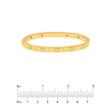 14K Gold Diamond Bezel Ribbed Bangle