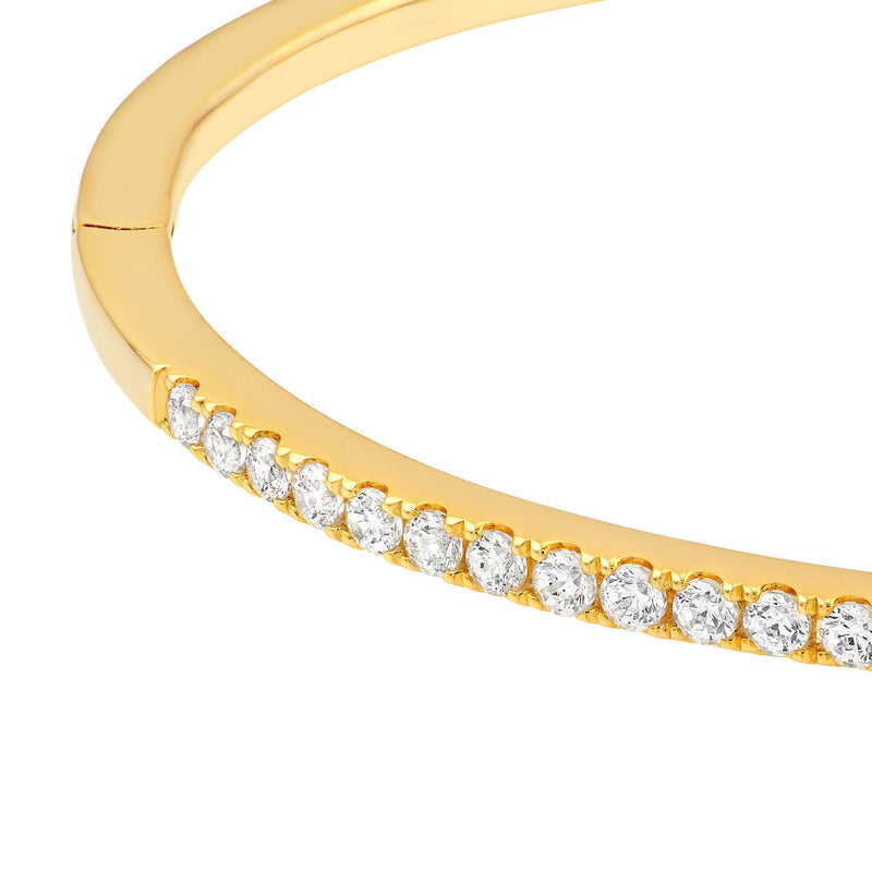14K Gold 0.85 Carat Diamond Prong Set Bangle Bracelet