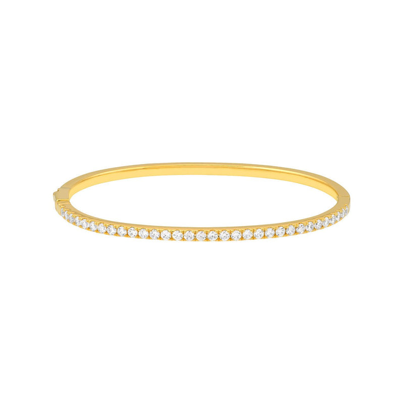 14K Gold 1.40 Carat Diamond Prong Set Bangle Bracelet