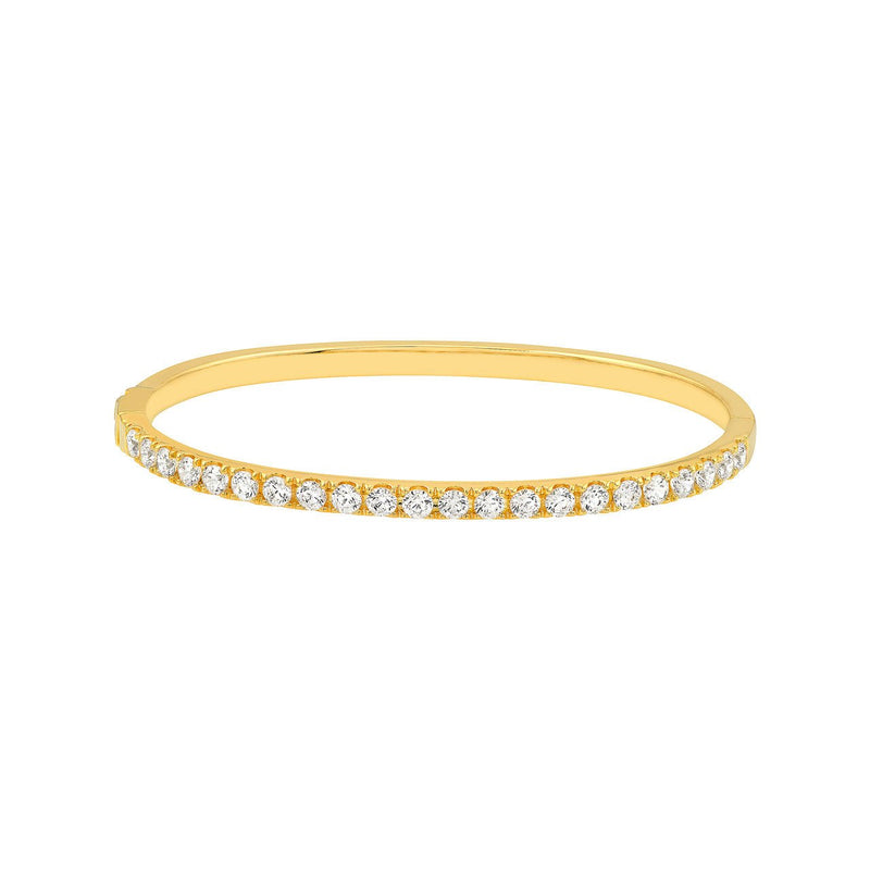 14K Gold 2.60 Carat Diamond Prong Set Bangle Bracelet