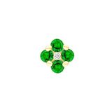 14K Gold 2.5MM Tsavorite and Diamond Flower Cluster Stud Earrings