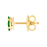 14K Gold 2.5MM Tsavorite and Diamond Flower Cluster Stud Earrings