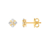 14K Gold 2.5MM Diamond Flower Cluster Stud Earrings
