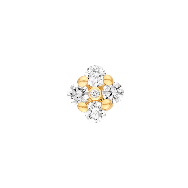 14K Gold 2.5MM Diamond Flower Cluster Stud Earrings