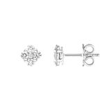 14K Gold 2.5MM Diamond Flower Cluster Stud Earrings