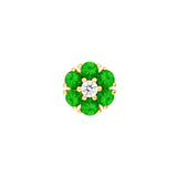 14K Gold Tsavorite and Diamond Flower Cluster Stud Earrings