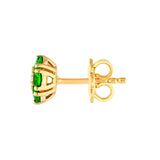 14K Gold Tsavorite and Diamond Flower Cluster Stud Earrings