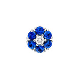 14K Gold Sapphire and Diamond Flower Cluster Stud Earrings