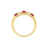 14K Gold 3.5MM 5 Stone Ruby and Diamond Band