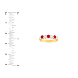 14K Gold 3.5MM 5 Stone Ruby and Diamond Band