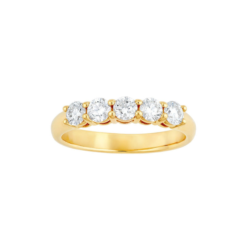 14K Gold 5 Stone Diamond Band