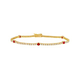 14K Gold Ruby Station Tennis Bracelet