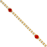 14K Gold Ruby Station Tennis Bracelet