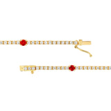 14K Gold Ruby Station Tennis Bracelet