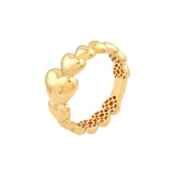 14K Gold Sideways Puffy Hearts Band