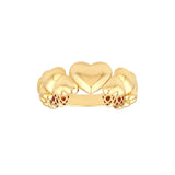14K Gold Alternating Puffy Hearts Band