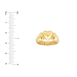 14K Gold Triple Hearts Band