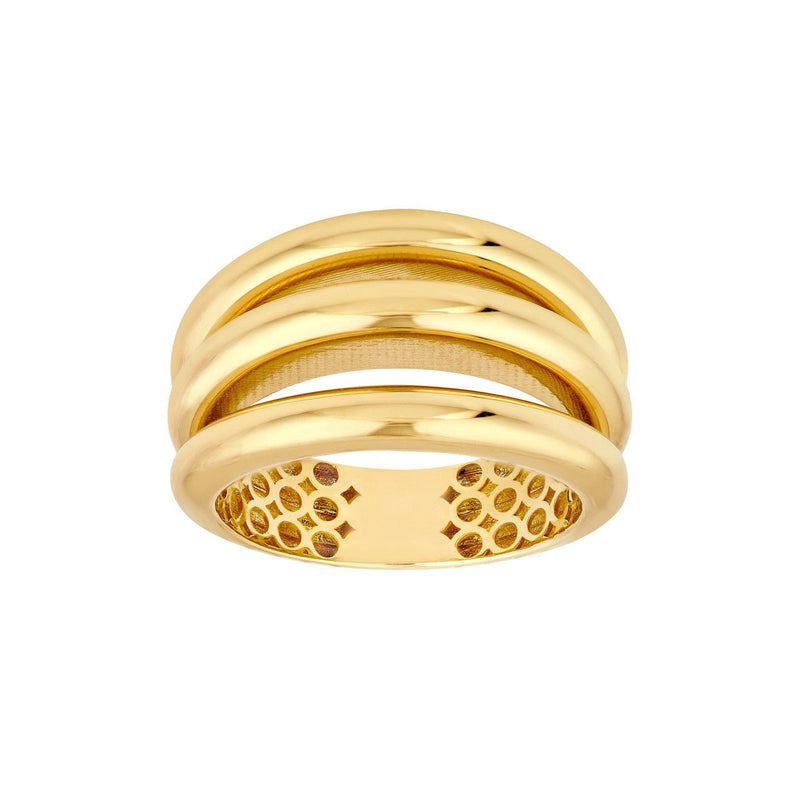 14K Gold Three Row Cuff Ring