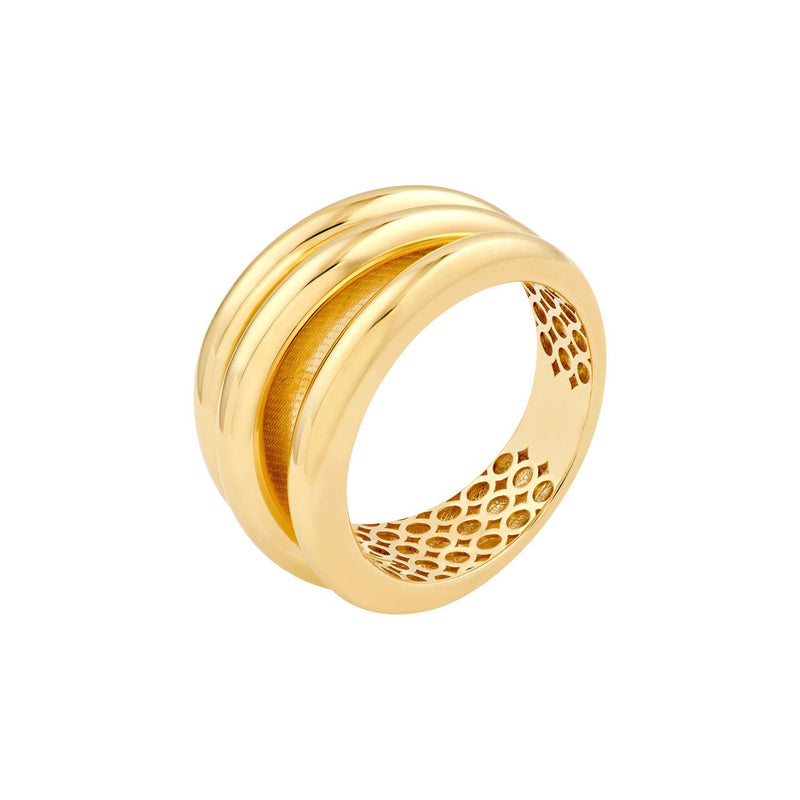 14K Gold Three Row Cuff Ring