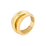 14K Gold Three Row Cuff Ring