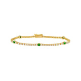 14K Gold Emerald Station Tennis Bracelet