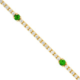 14K Gold Emerald Station Tennis Bracelet