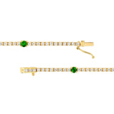 14K Gold Emerald Station Tennis Bracelet